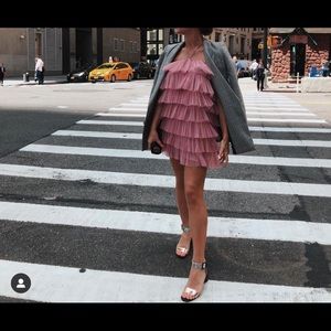 Pink ruffle dress from Zara